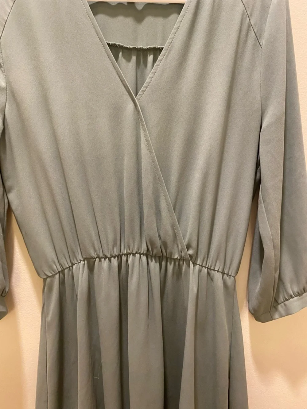 Women's Sage Green Wrap-Front Dress - Picture 4 of 6
